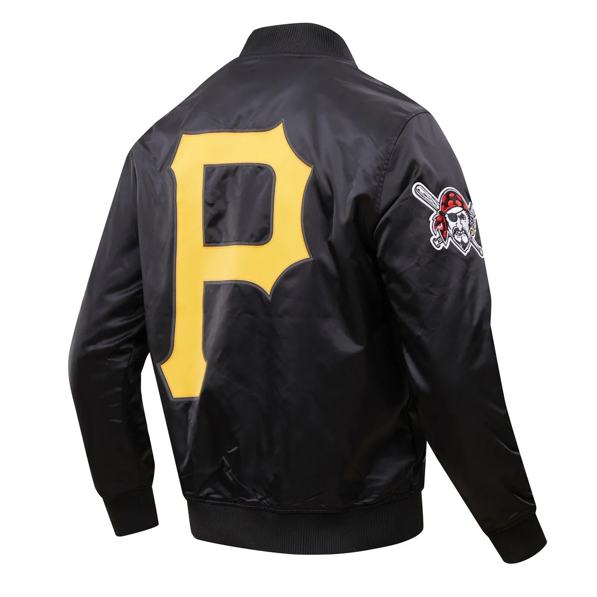 MLB PITTSBURGH PIRATES BIG LOGO WORLD SERIES MEN'S SATIN JACKET (BLACK) - Image 6