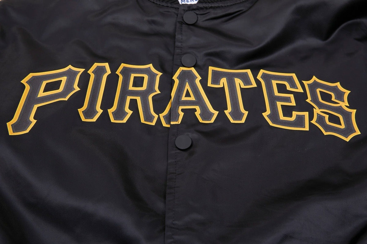 MLB PITTSBURGH PIRATES BIG LOGO WORLD SERIES MEN'S SATIN JACKET (BLACK) - Image 7