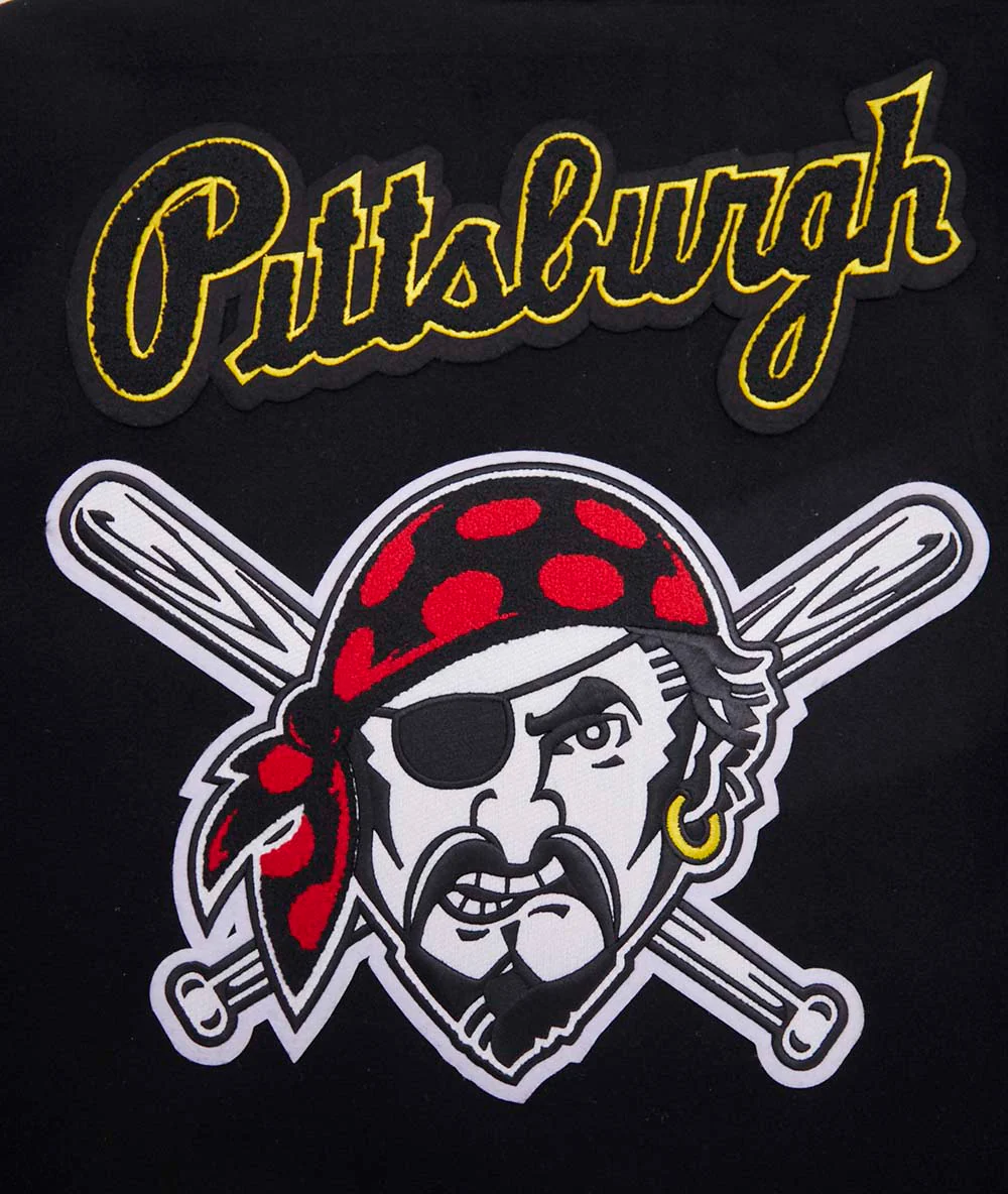 MLB PITTSBURGH PIRATES MASHUP MEN'S RIB WOOL VARSITY JACKET (BLACK/YELLOW) - Image 4