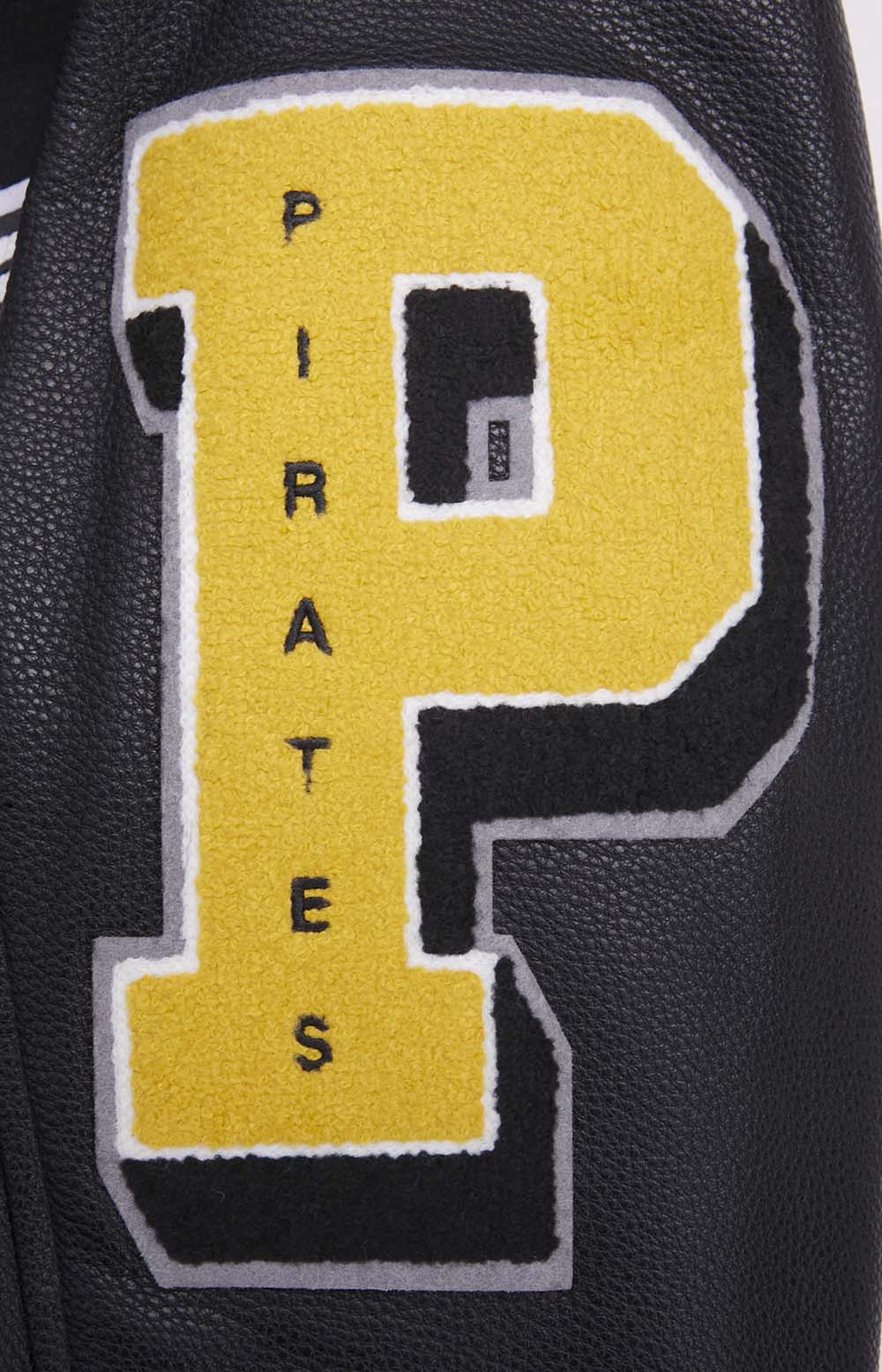 MLB PITTSBURGH PIRATES MASHUP MEN'S RIB WOOL VARSITY JACKET (BLACK/YELLOW) - Image 5