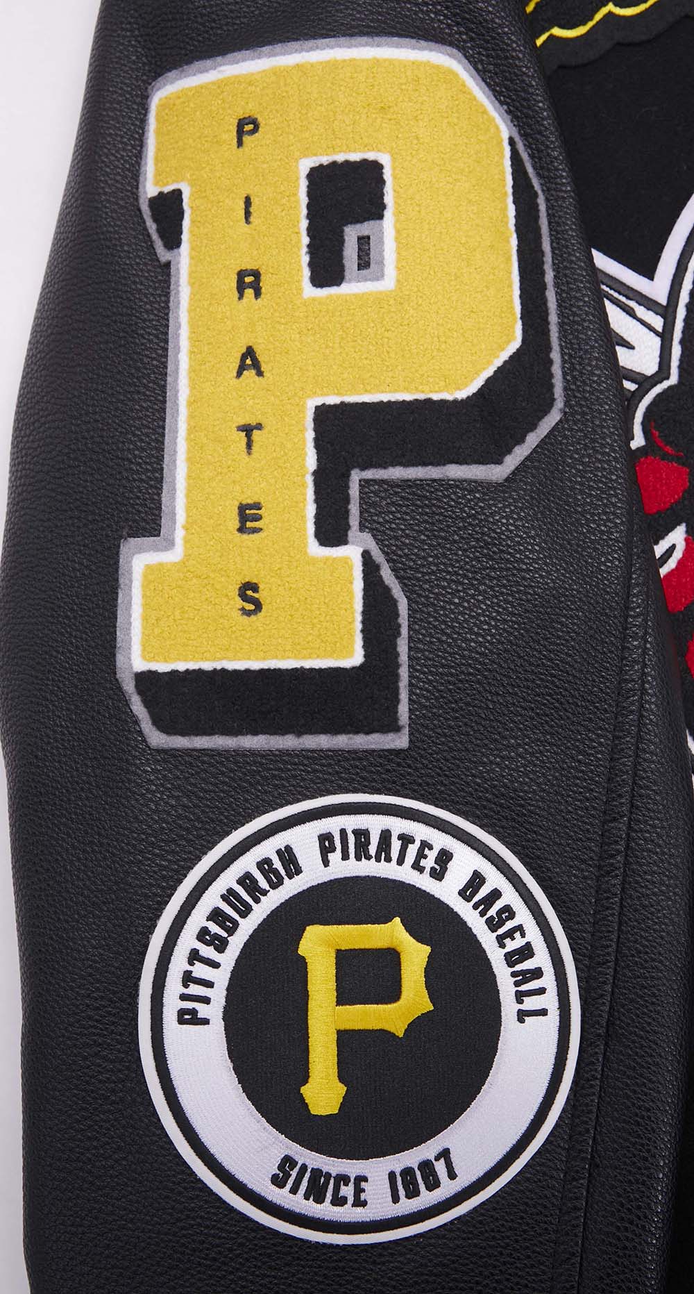 MLB PITTSBURGH PIRATES MASHUP MEN'S RIB WOOL VARSITY JACKET (BLACK/YELLOW) - Image 6