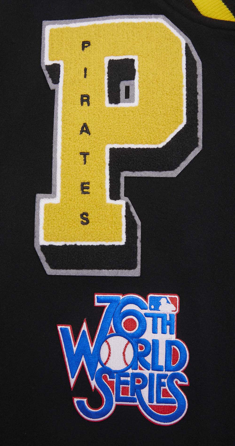 MLB PITTSBURGH PIRATES MASHUP MEN'S RIB WOOL VARSITY JACKET (BLACK/YELLOW) - Image 8