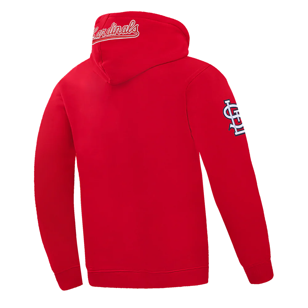 MLB ST. LOUIS CARDINALS OLD ENGLISH MEN'S PULLOVER HOODIE (RED) - Image 4