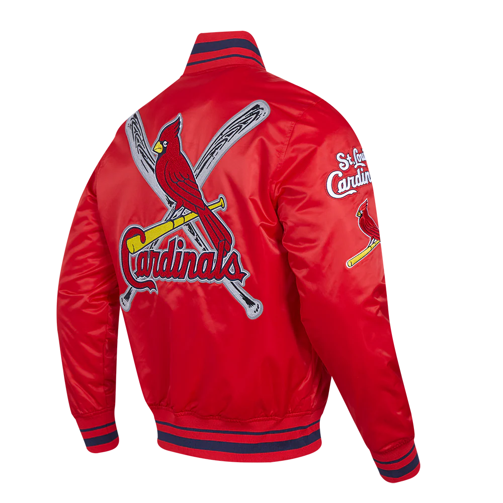 MLB ST. LOUIS CARDINALS MASHUP MEN'S RIB SATIN JACKET (RED/MIDNIGHT NAVY/RED) - Image 3