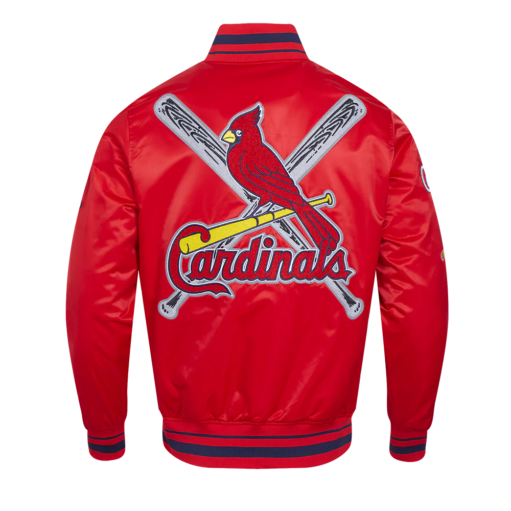 MLB ST. LOUIS CARDINALS MASHUP MEN'S RIB SATIN JACKET (RED/MIDNIGHT NAVY/RED) - Image 4