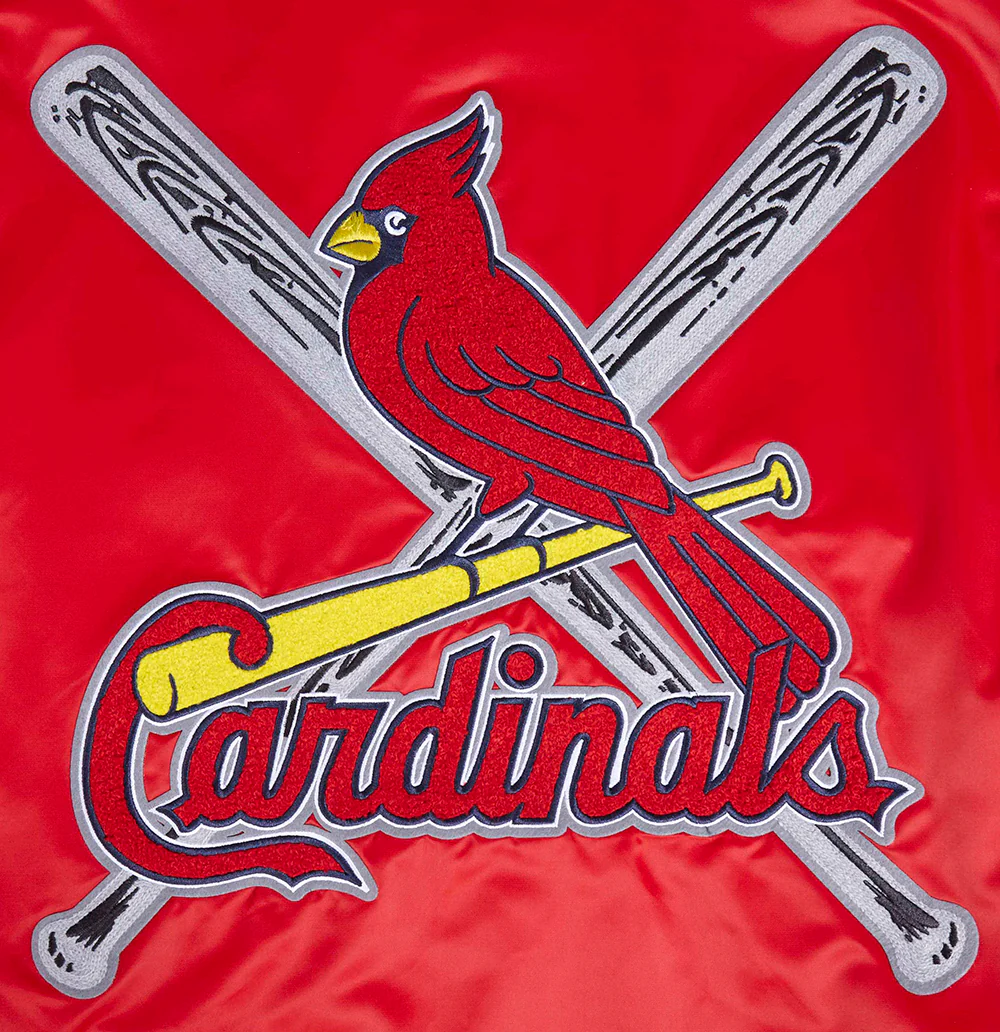 MLB ST. LOUIS CARDINALS MASHUP MEN'S RIB SATIN JACKET (RED/MIDNIGHT NAVY/RED) - Image 9
