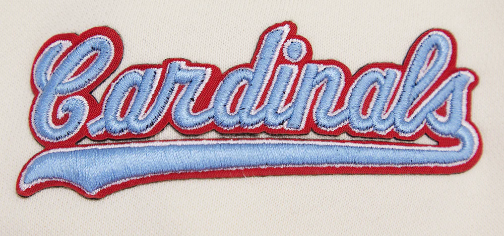MLB ST. LOUIS CARDINALS RETRO CLASSIC WOMEN'S CROPPED PULLOVER HOODIE (EGGSHELL/ UNIVERSITY BLUE) - Image 7