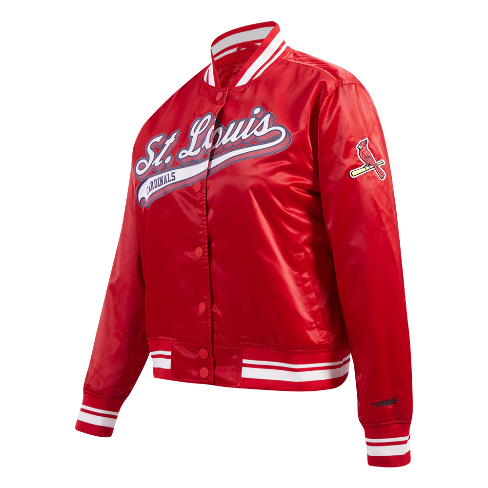 MLB ST. LOUIS CARDINALS SCRIPT TAIL WOMEN'S SATIN JACKET (RED) - Image 2