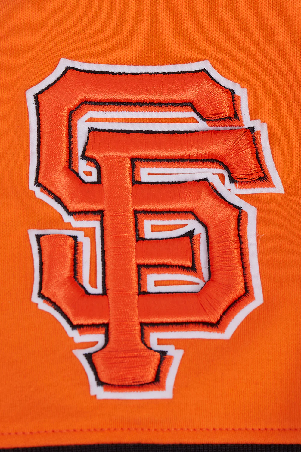 MLB SAN FRANCISCO GIANTS CLASSIC CHENILLE MEN'S DOUBLE KNIT SHORT SLEEVE PULLOVER HOODIE (ORANGE/BLACK) - Image 7