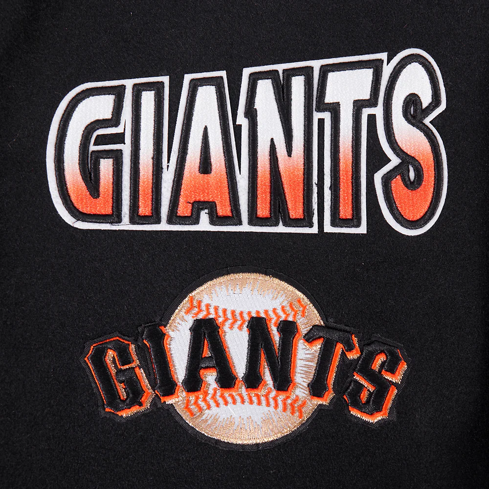 MLB SAN FRANCISCO GIANTS TURN IT UP MEN'S RIB WOOL VARSITY JACKET (BLACK/ORANGE) - Image 10