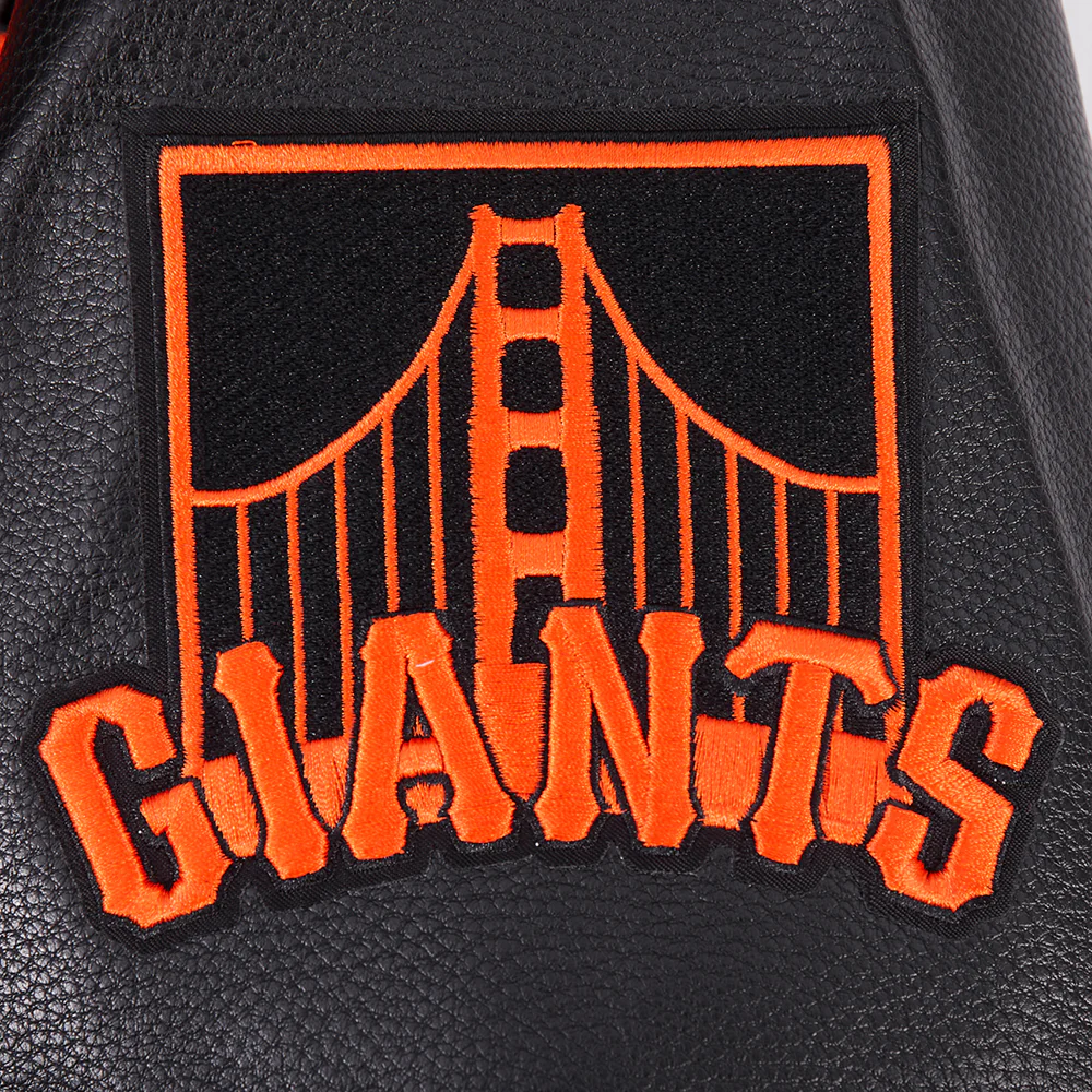 MLB SAN FRANCISCO GIANTS TURN IT UP MEN'S RIB WOOL VARSITY JACKET (BLACK/ORANGE) - Image 5