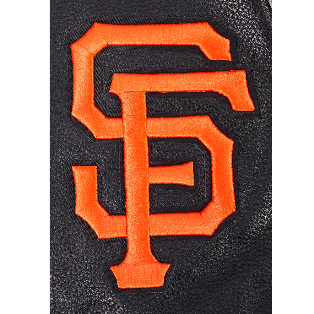 MLB SAN FRANCISCO GIANTS TURN IT UP MEN'S RIB WOOL VARSITY JACKET (BLACK/ORANGE) - Image 7