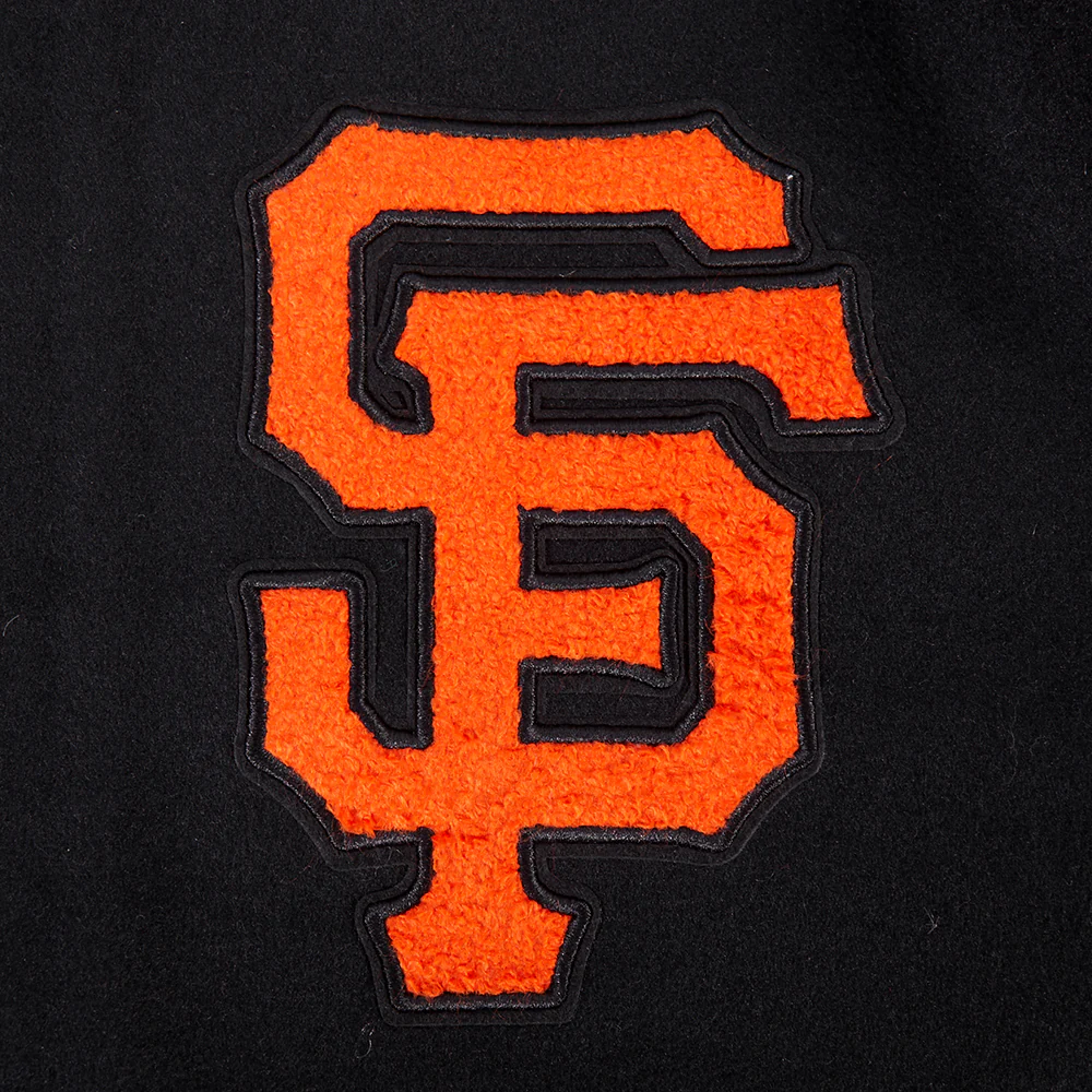 MLB SAN FRANCISCO GIANTS TURN IT UP MEN'S RIB WOOL VARSITY JACKET (BLACK/ORANGE) - Image 9