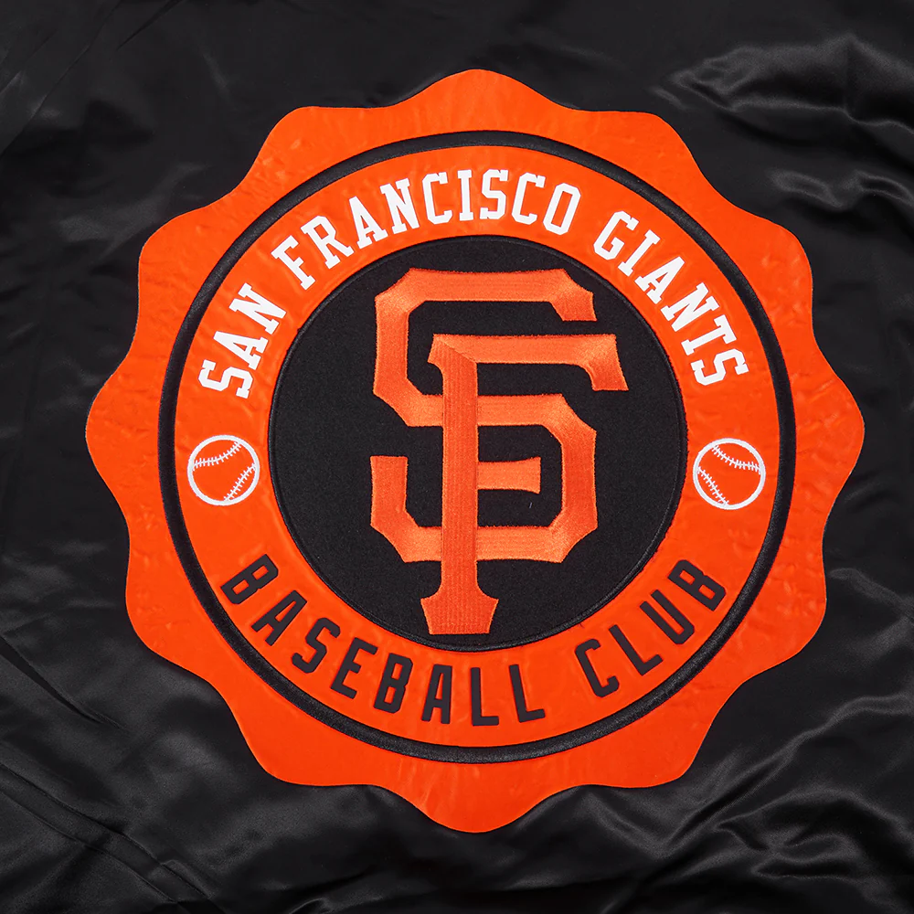 MLB SAN FRANCISCO GIANTS CREST EMBLEM MEN'S SATIN JACKET (BLACK) - Image 5