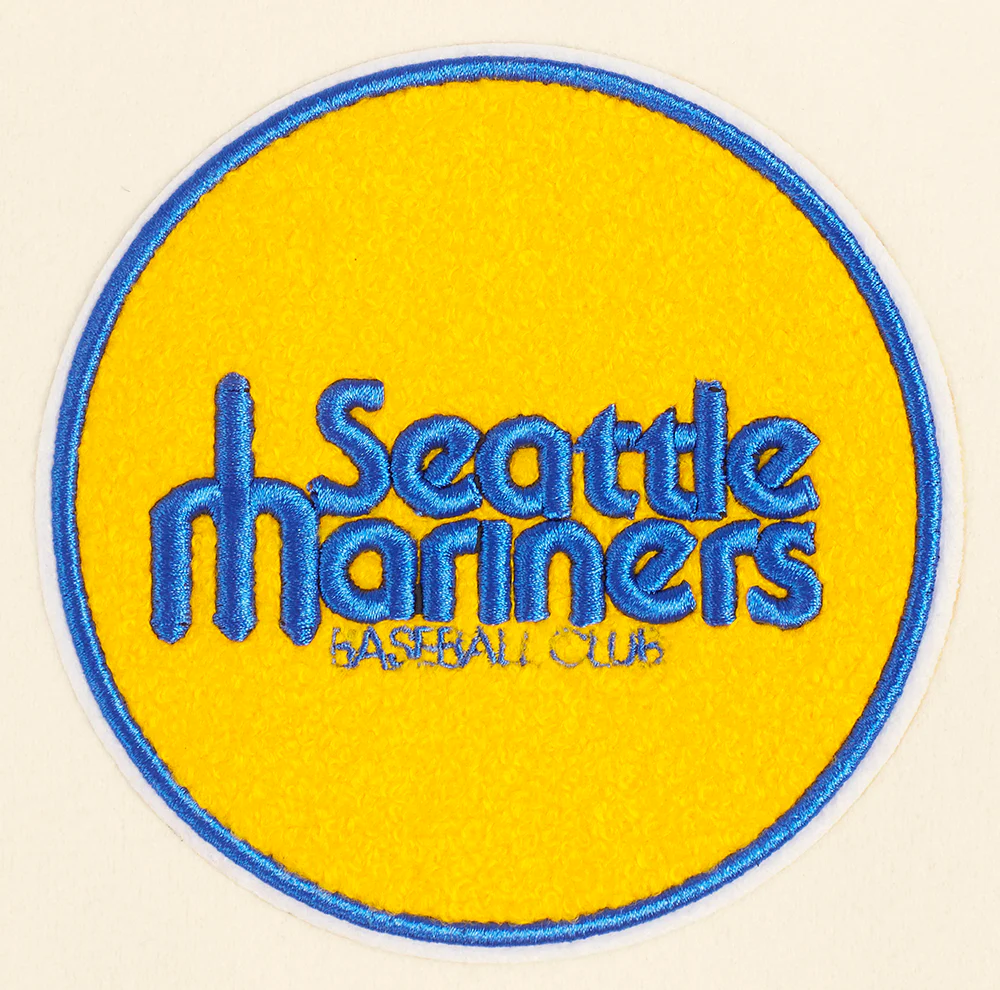 MLB SEATTLE MARINERS RETRO CLASSIC WOMEN'S RIB WOOL VARSITY JACKET (EGGSHELL/ROYAL BLUE) - Image 6