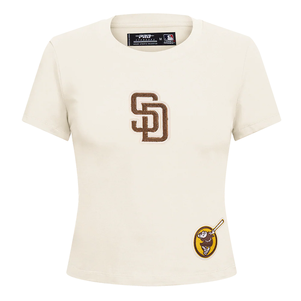 MLB SAN DIEGO PADRES GAME DAY CLASSICS WOMEN'S SINGLE JERSEY BABY DOLL TOP (EGGSHELL) - Image 3