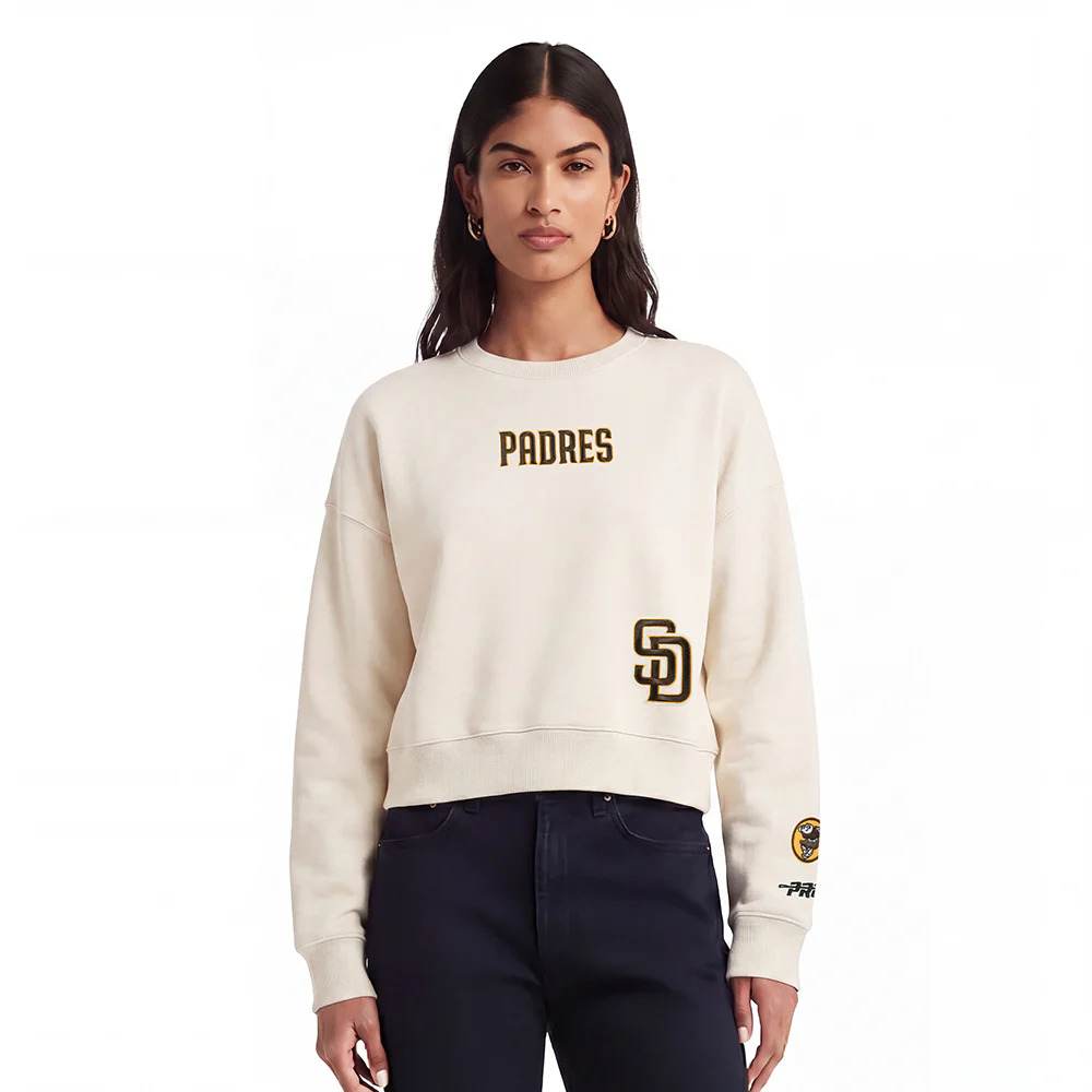 MLB SAN DIEGO PADRES WINGSPAN WOMEN'S FLEECE CREWNECK (EGGSHELL) - Image 2