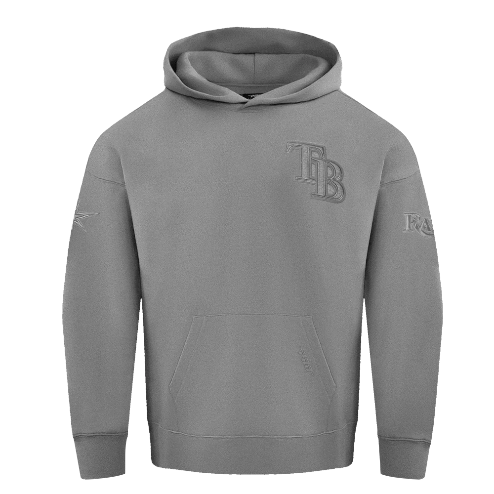 MLB TAMPA BAY RAYS NEUTRAL MEN'S DROP SHOULDER PULLOVER HOODIE (DARK HEATHER GRAY)