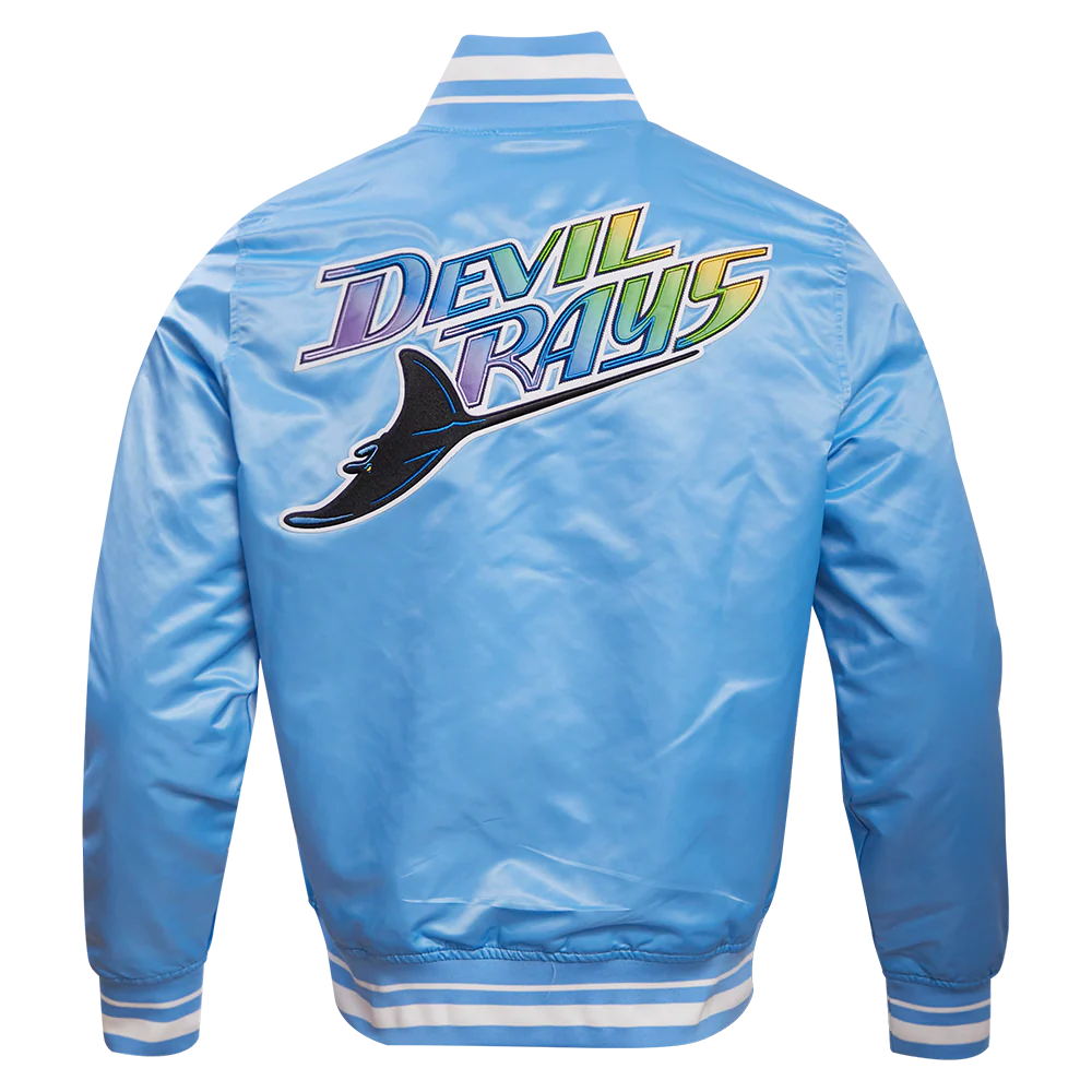 MLB TAMPA DEVIL RAYS RETRO CLASSIC MEN'S RIB SATIN JACKET (UNIVERSITY BLUE) - Image 3