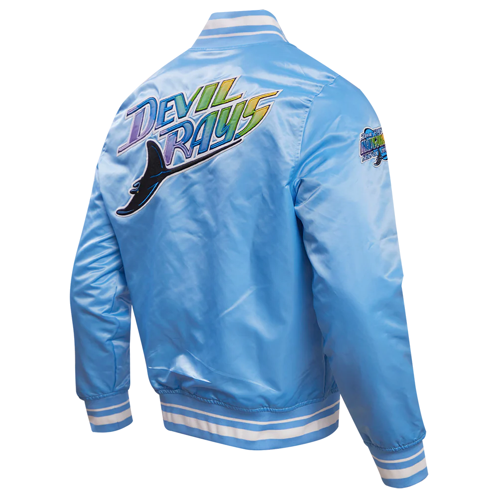 MLB TAMPA DEVIL RAYS RETRO CLASSIC MEN'S RIB SATIN JACKET (UNIVERSITY BLUE) - Image 4