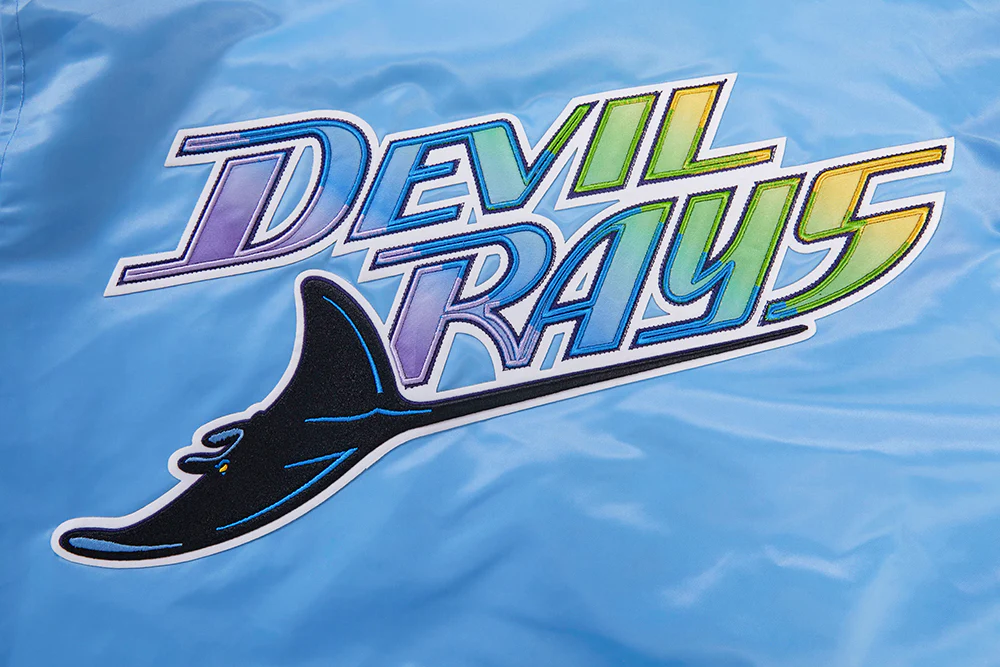 MLB TAMPA DEVIL RAYS RETRO CLASSIC MEN'S RIB SATIN JACKET (UNIVERSITY BLUE) - Image 5