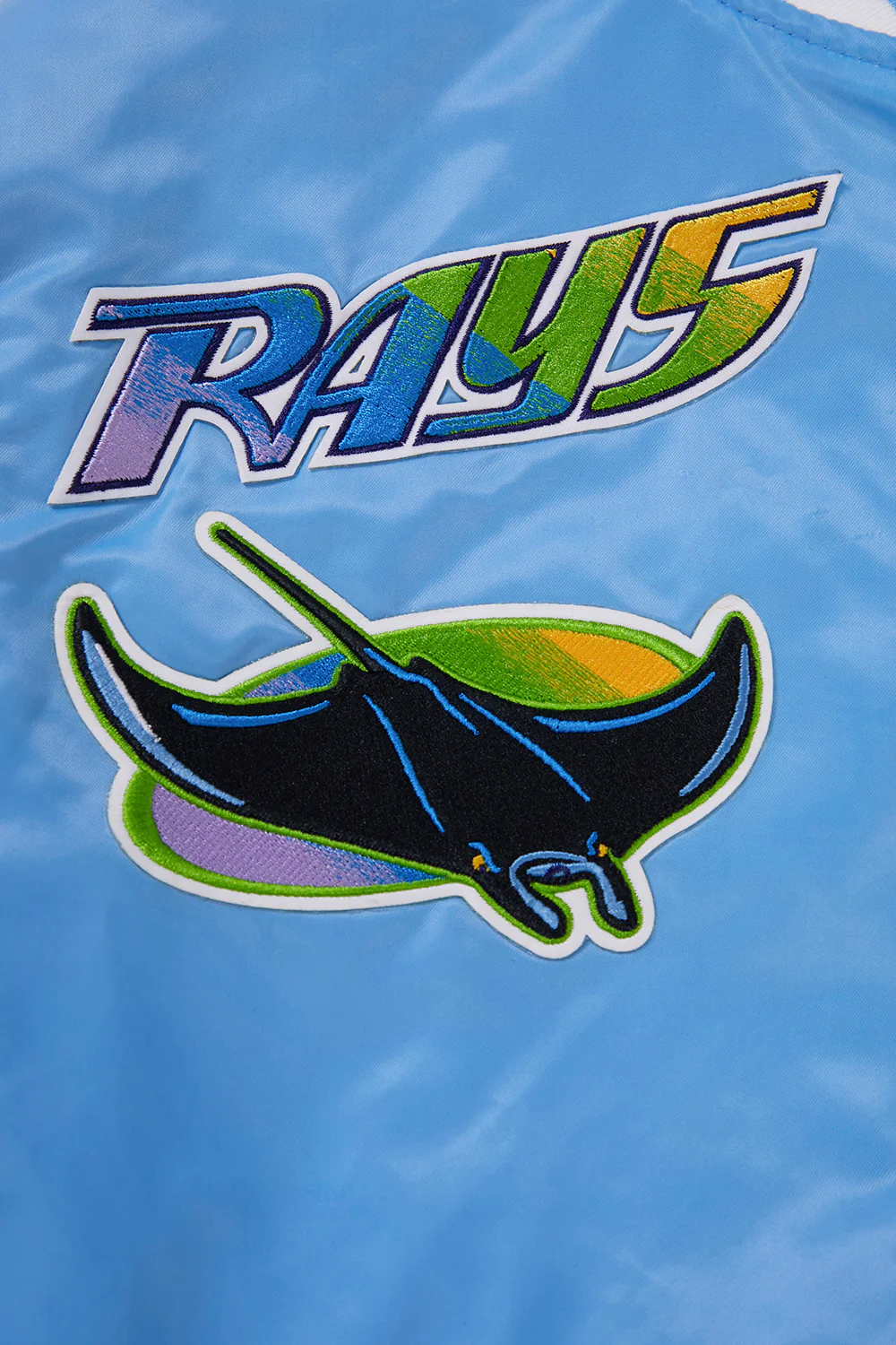 MLB TAMPA DEVIL RAYS RETRO CLASSIC MEN'S RIB SATIN JACKET (UNIVERSITY BLUE) - Image 6