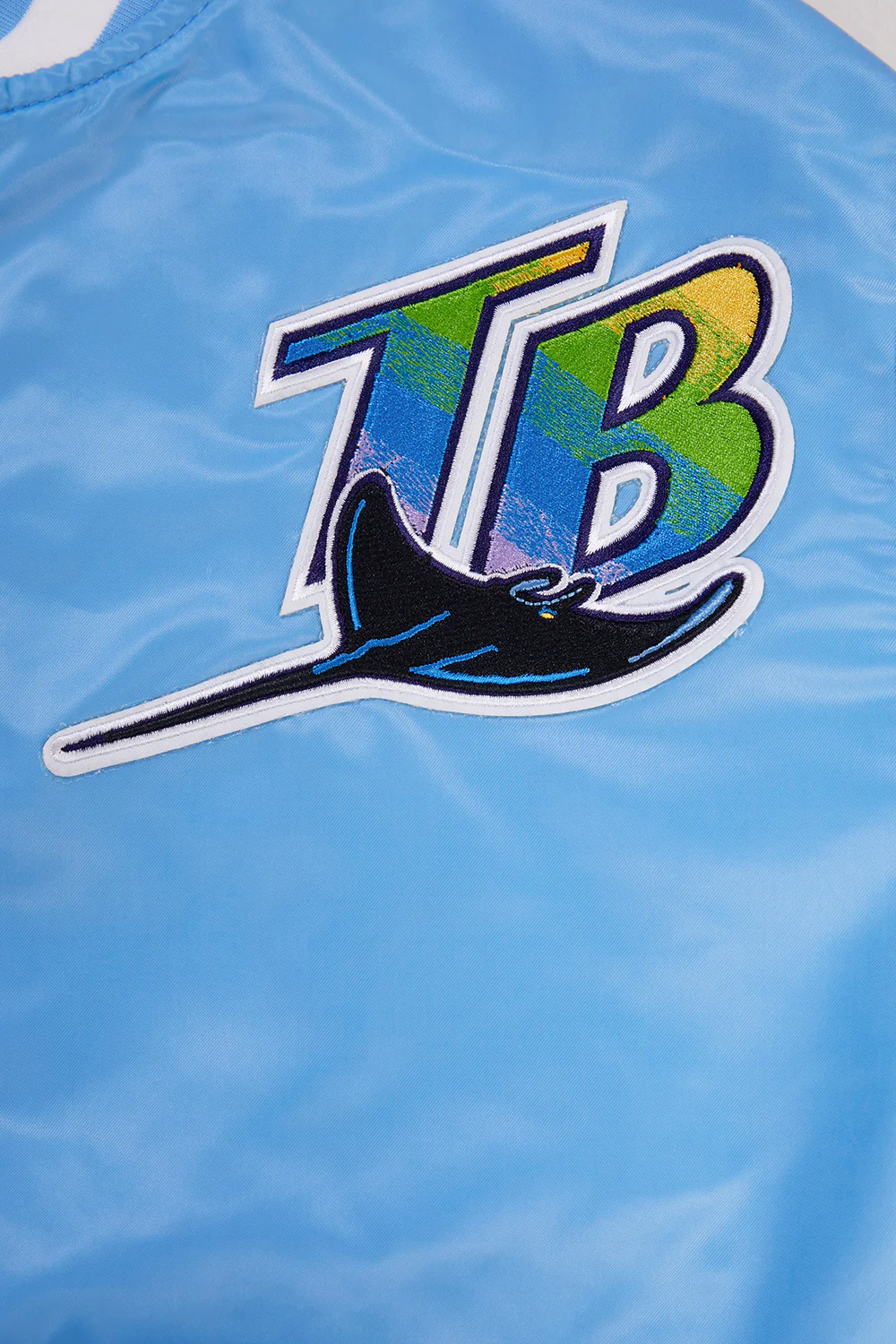 MLB TAMPA DEVIL RAYS RETRO CLASSIC MEN'S RIB SATIN JACKET (UNIVERSITY BLUE) - Image 7