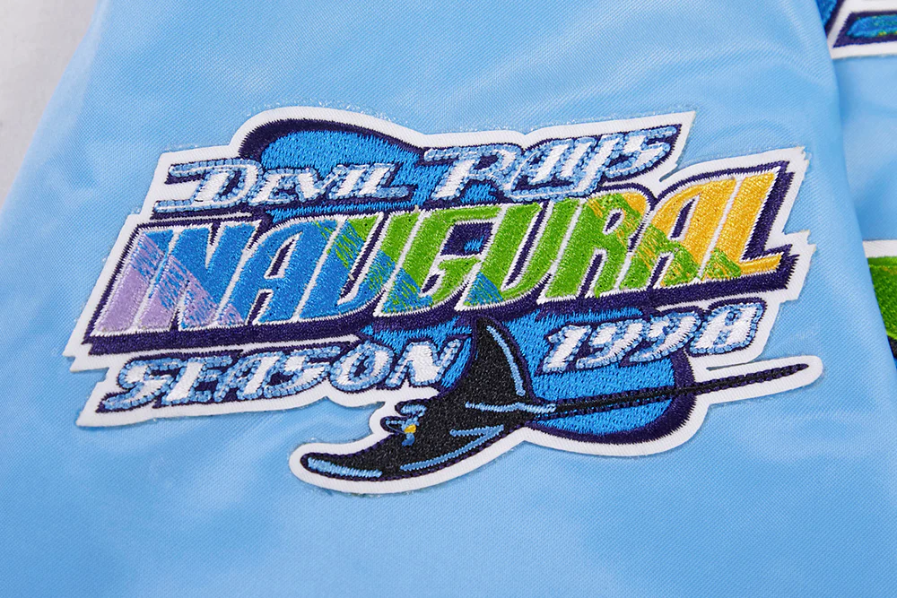 MLB TAMPA DEVIL RAYS RETRO CLASSIC MEN'S RIB SATIN JACKET (UNIVERSITY BLUE) - Image 9