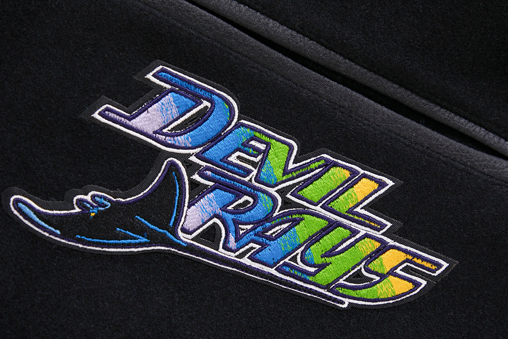 MLB TAMPA DEVIL RAYS RETRO CLASSIC MEN'S RIB WOOL VARSITY JACKET (BLACK/WHITE) - Image 8