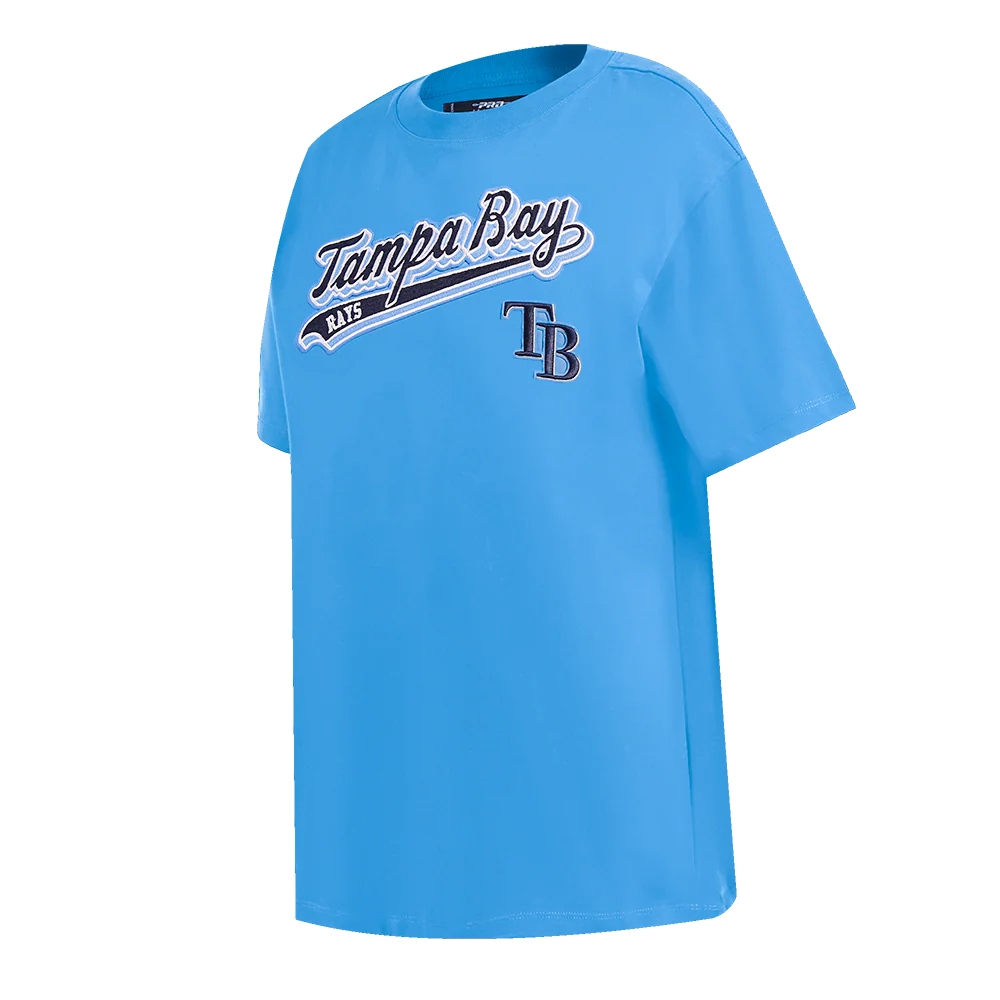 MLB TAMPA BAY RAYS SCRIPT TAIL WOMEN'S BOYFRIEND TOP (UNIVERSITY BLUE) - Image 2
