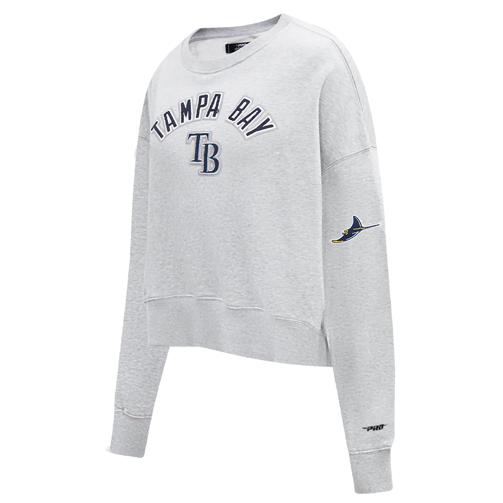 MLB TAMPA BAY RAYS CLASSIC WOMEN'S FLEECE CREWNECK (HEATHER GREY) - Image 2