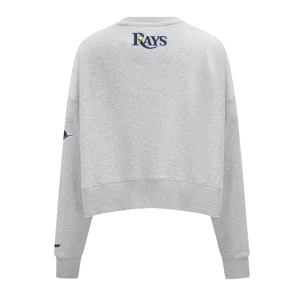MLB TAMPA BAY RAYS CLASSIC WOMEN'S FLEECE CREWNECK (HEATHER GREY) - Image 3