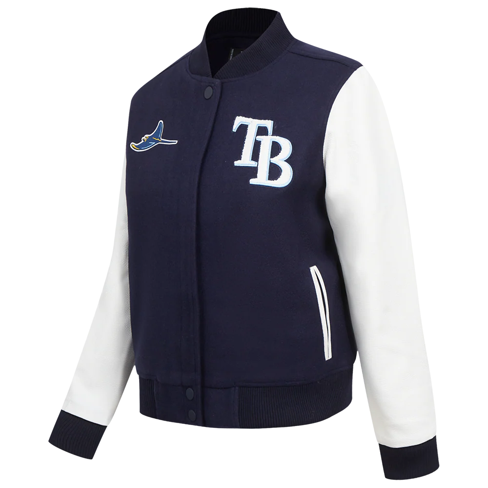 MLB TAMPA BAY RAYS CLASSIC WOMEN'S WOOL VARSITY JACKET (MIDNIGHT NAVY/WHITE) - Image 2