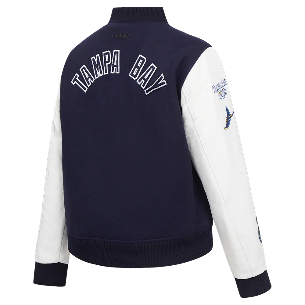 MLB TAMPA BAY RAYS CLASSIC WOMEN'S WOOL VARSITY JACKET (MIDNIGHT NAVY/WHITE) - Image 3