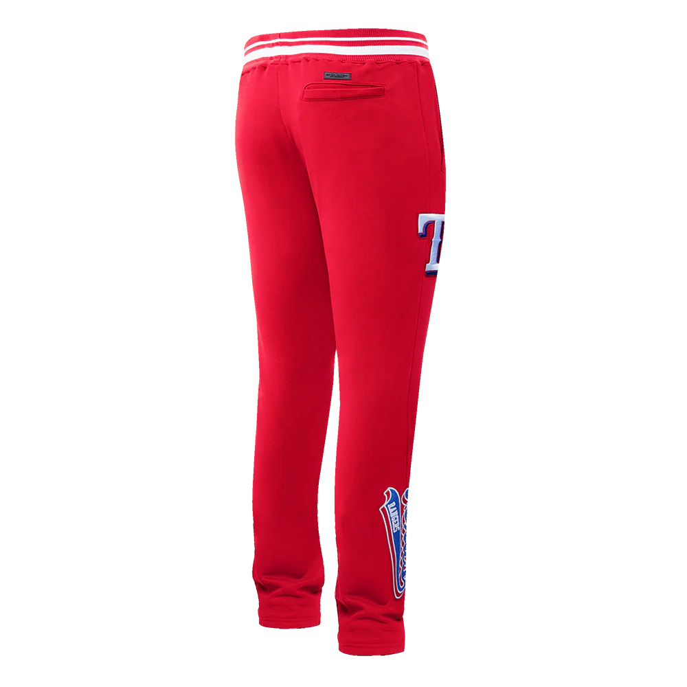 MLB TEXAS RANGERS SCRIPT TAIL MEN'S RIB FLEECE SWEATPANT (RED) - Image 4
