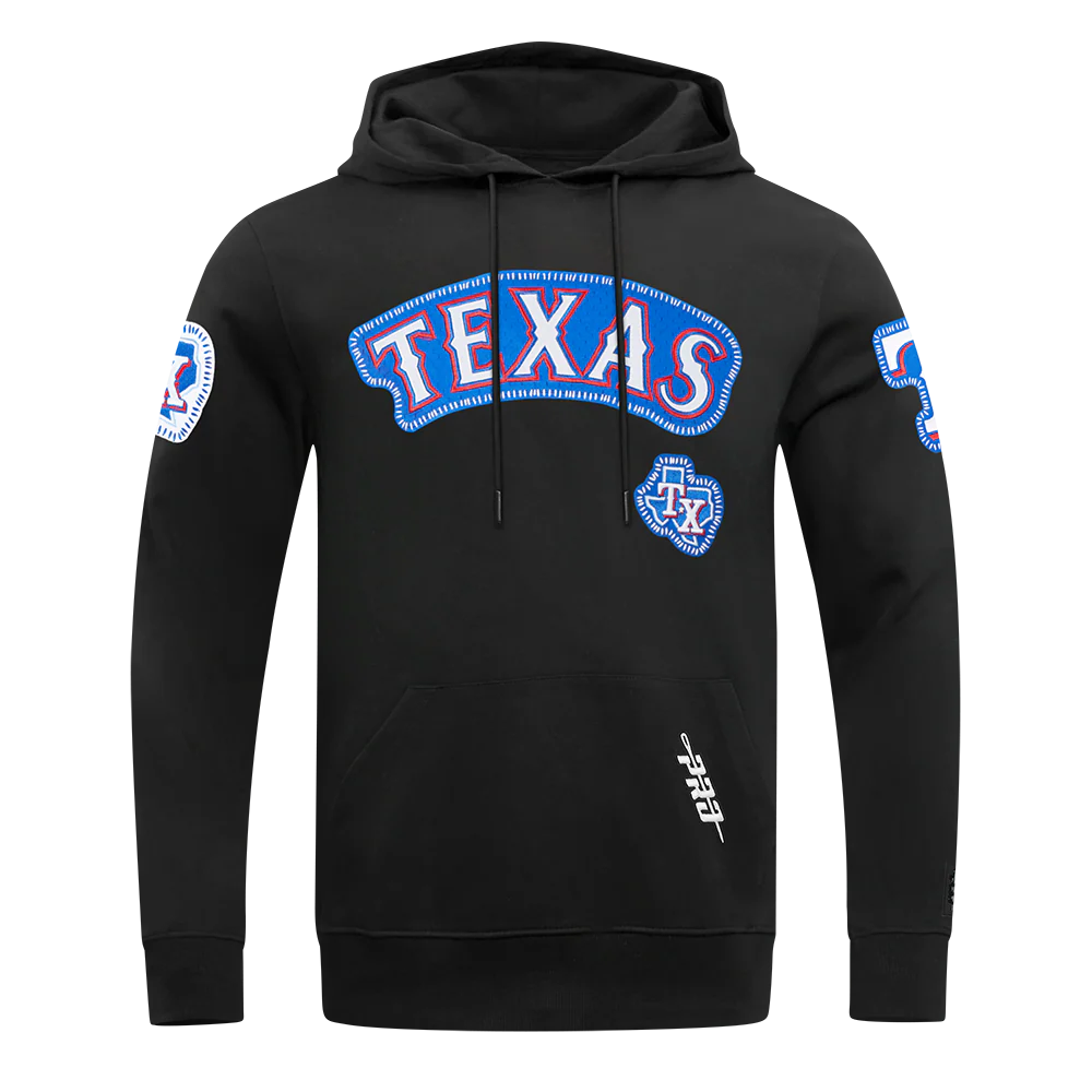 MLB TEXAS RANGERS DIY PICK STITCH MEN'S DK PO HOODIE (BLACK)