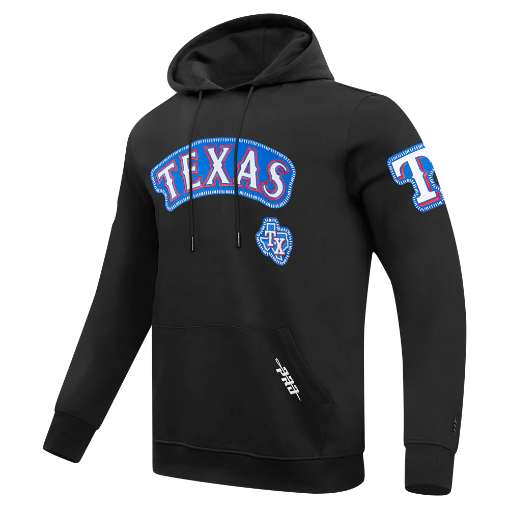 MLB TEXAS RANGERS DIY PICK STITCH MEN'S DK PO HOODIE (BLACK) - Image 2