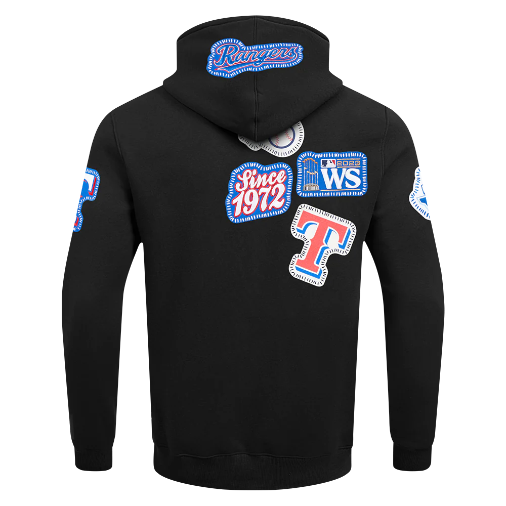MLB TEXAS RANGERS DIY PICK STITCH MEN'S DK PO HOODIE (BLACK) - Image 3