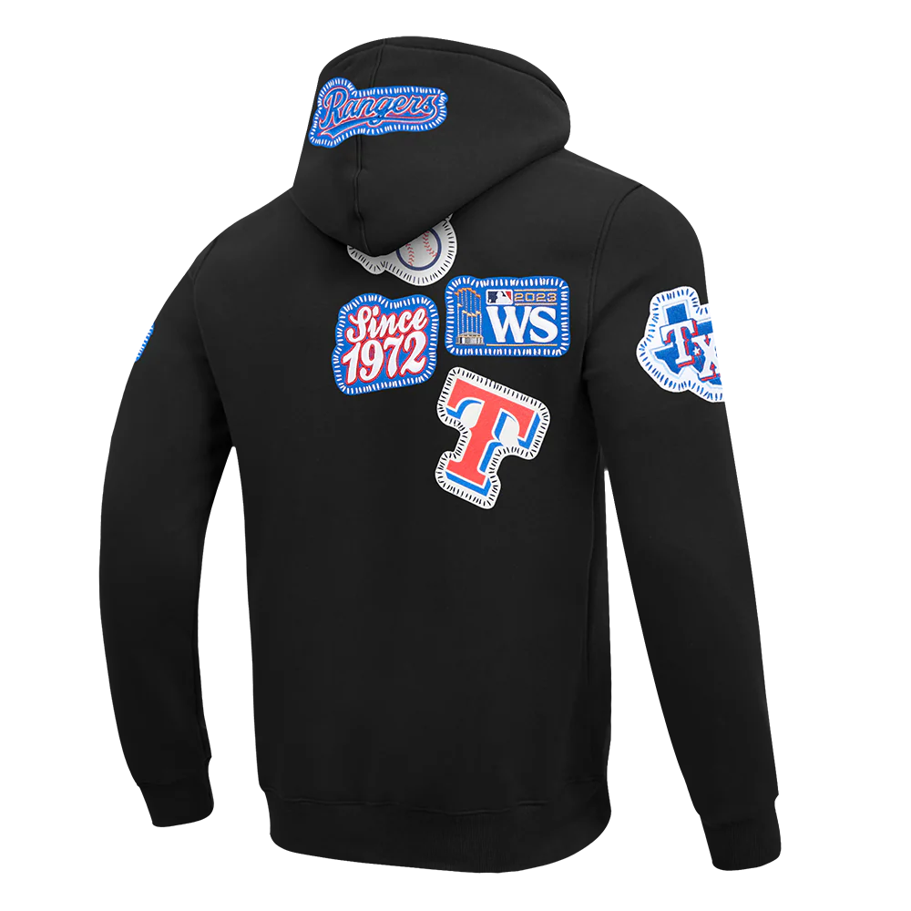 MLB TEXAS RANGERS DIY PICK STITCH MEN'S DK PO HOODIE (BLACK) - Image 4