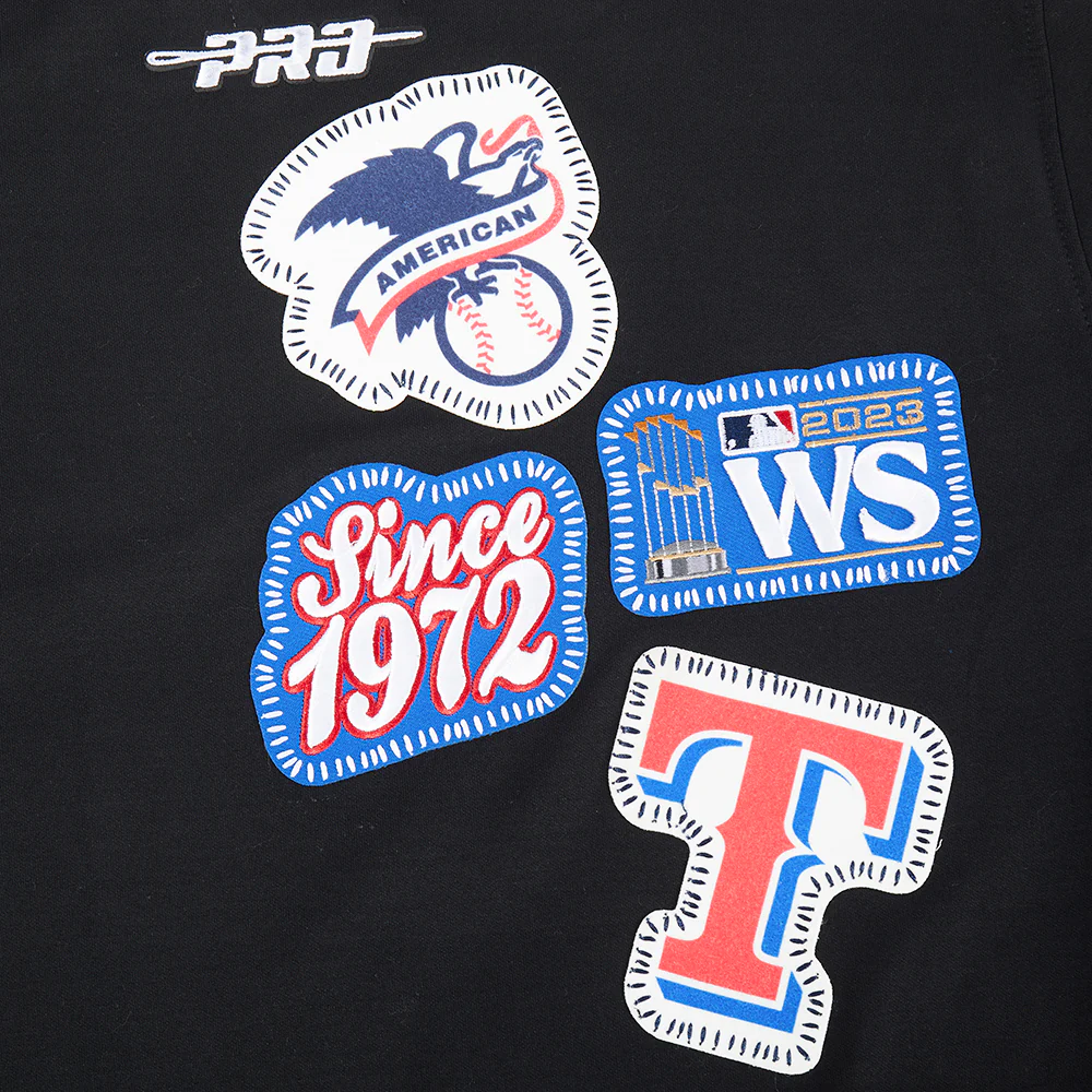 MLB TEXAS RANGERS DIY PICK STITCH MEN'S DK PO HOODIE (BLACK) - Image 6
