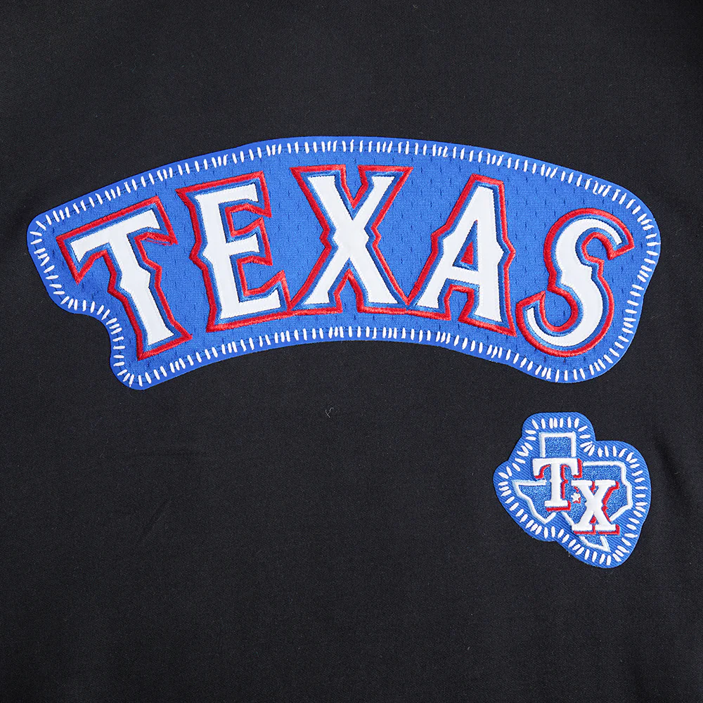 MLB TEXAS RANGERS DIY PICK STITCH MEN'S DK PO HOODIE (BLACK) - Image 9