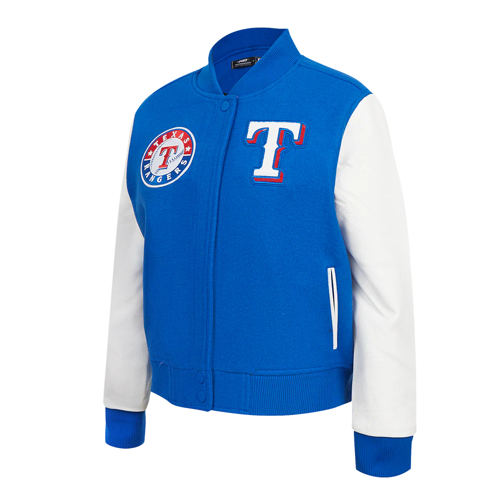 MLB TEXAS RANGERS CLASSIC WOMEN'S WOOL VARSITY JACKET (ROYAL BLUE/WHITE) - Image 2
