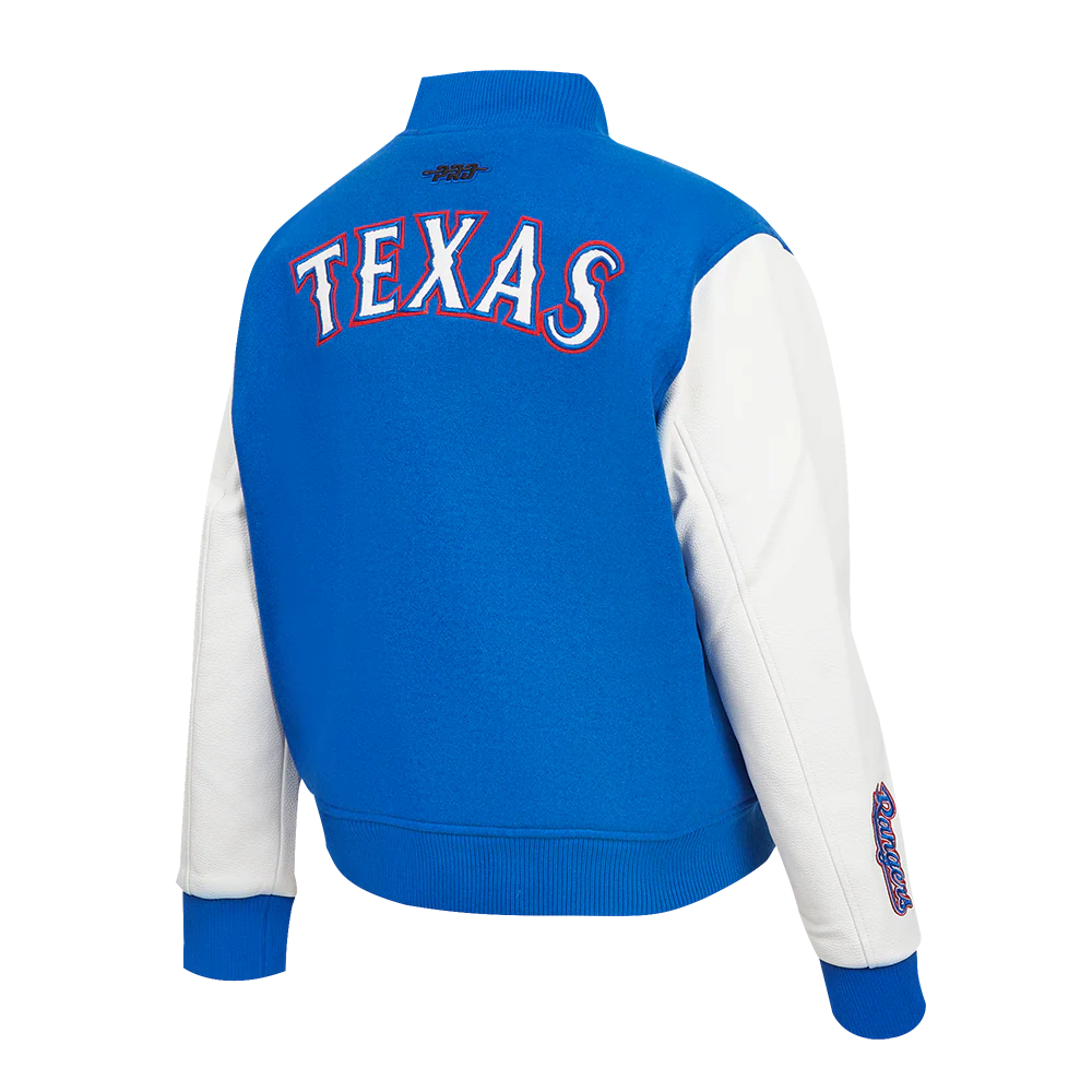 MLB TEXAS RANGERS CLASSIC WOMEN'S WOOL VARSITY JACKET (ROYAL BLUE/WHITE) - Image 4