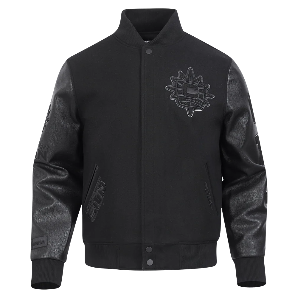 WNBA CONNECTICUT SUN TRIPLE BLACK MEN'S WOOL VARSITY JACKET (JET BLACK)
