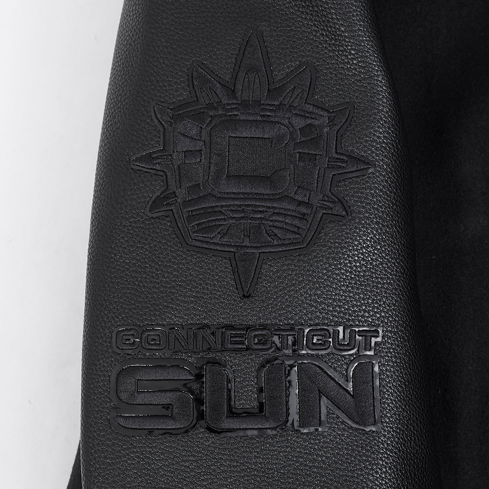 WNBA CONNECTICUT SUN TRIPLE BLACK MEN'S WOOL VARSITY JACKET (JET BLACK) - Image 9