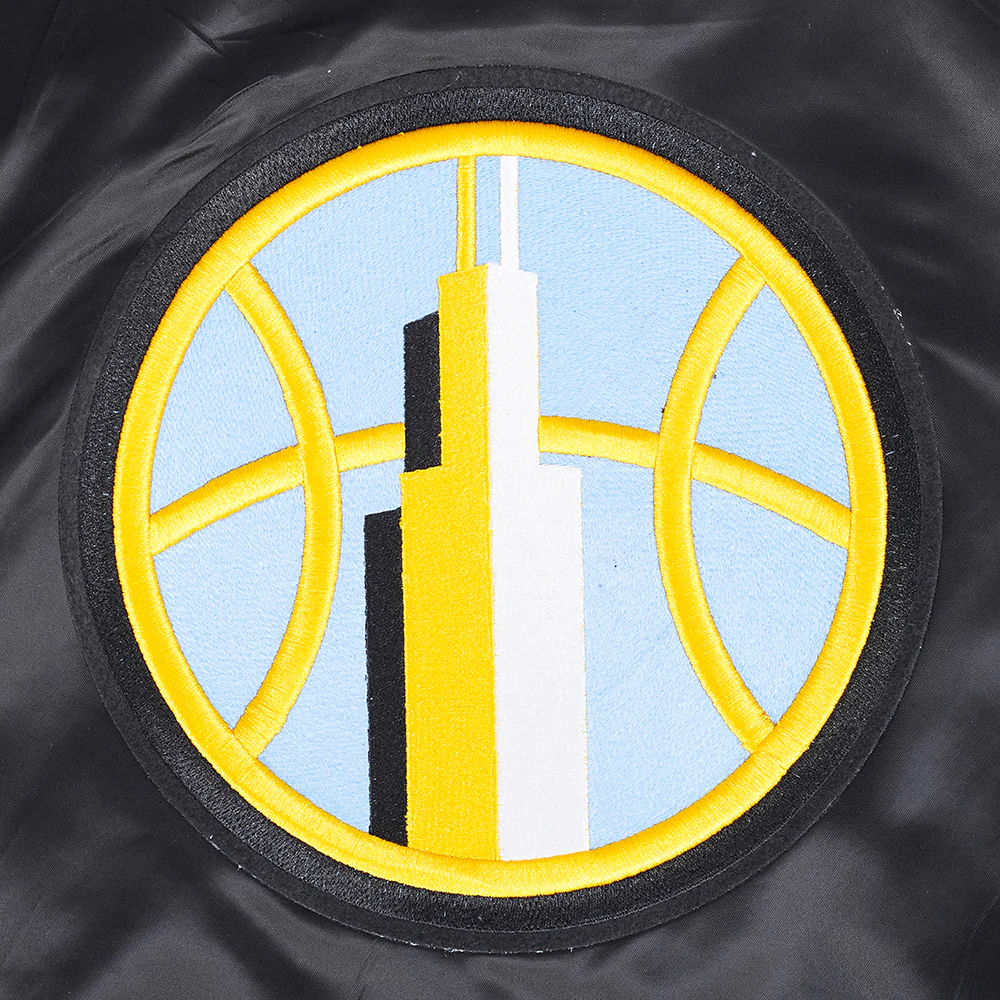 WNBA CHICAGO SKY CITY RANSOM MEN'S RIB SATIN JACKET (BLACK) - Image 9