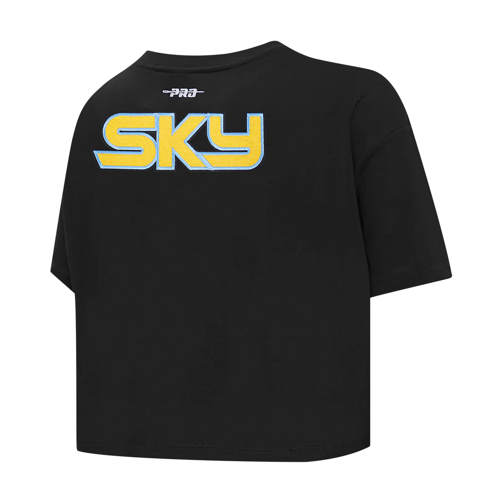 WNBA CHICAGO SKY CLASSIC ESSENTIALS WOMEN'S SINGLE JERSEY BOXY TEE (BLACK) - Image 4