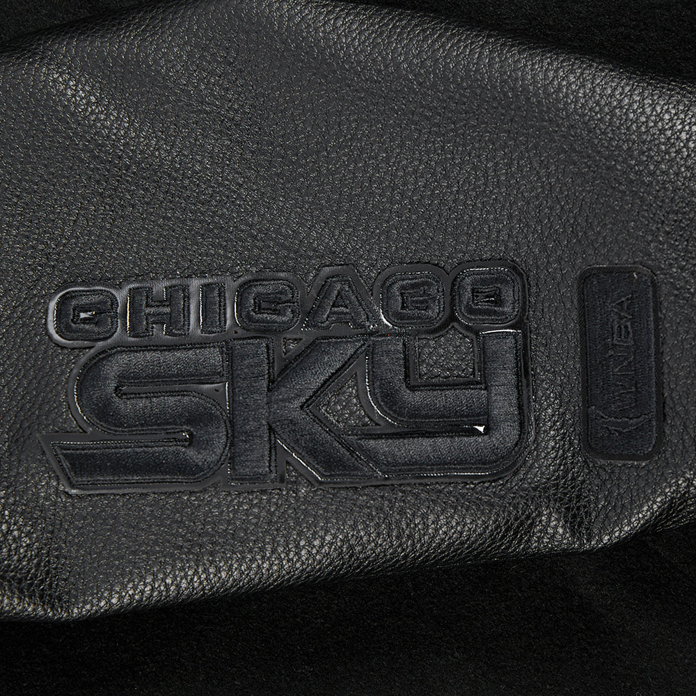WNBA CHICAGO SKY TRIPLE BLACK WOMEN'S RIB WOOL VARSITY JACKET (JET BLACK) - Image 7