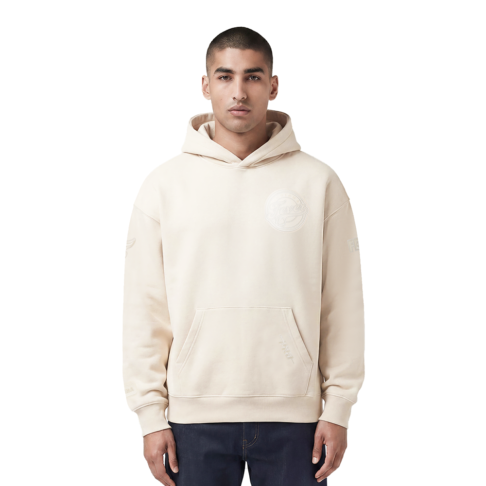 WNBA INDIANA FEVER NEUTRAL MEN'S DROP SHOULDER FLEECE PULLOVER HOODIE (EGGSHELL)