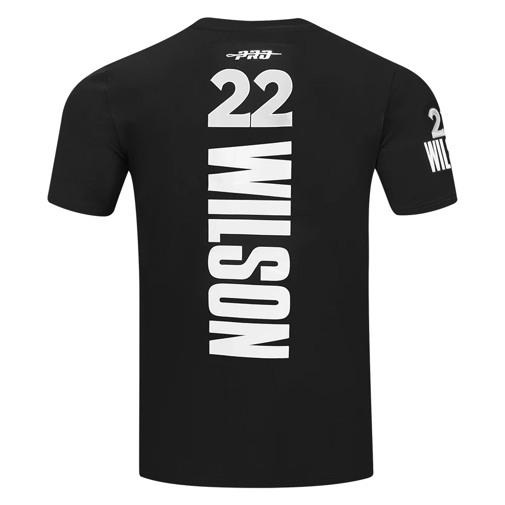 WNBA LAS VEGAS ACES A'JA WILSON #22 CLASSIC PLAYER NAME AND NUMBER MEN'S SINGLE JERSEY TEE (BLACK) - Image 5